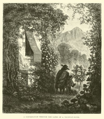 Ein Gespräch durch die Lamellen einer Jalousie von Edouard Riou